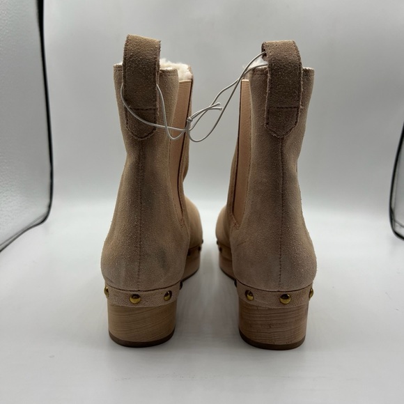 Jcrew Sz 7 Faux Fur Lined Clog Beige Suede Ankle Boots - Picture 4 of 12